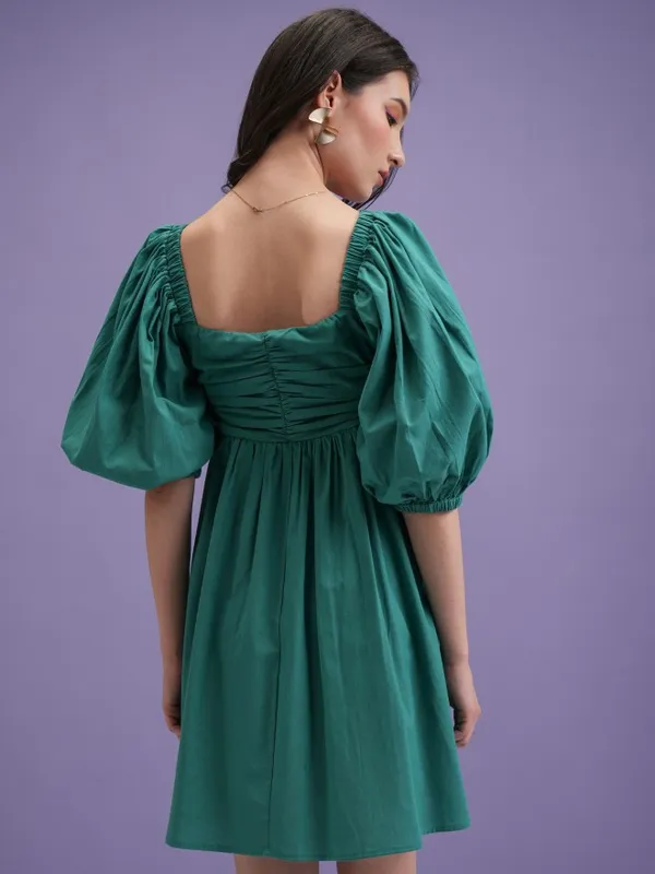 Solid Fit and Flare Dress