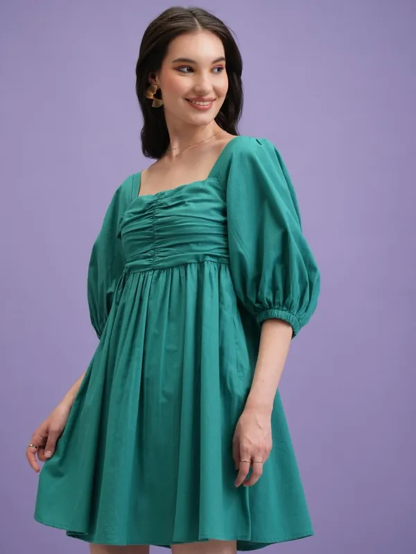 Solid Fit and Flare Dress