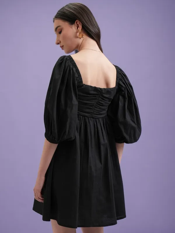 Solid Fit and Flare Dress