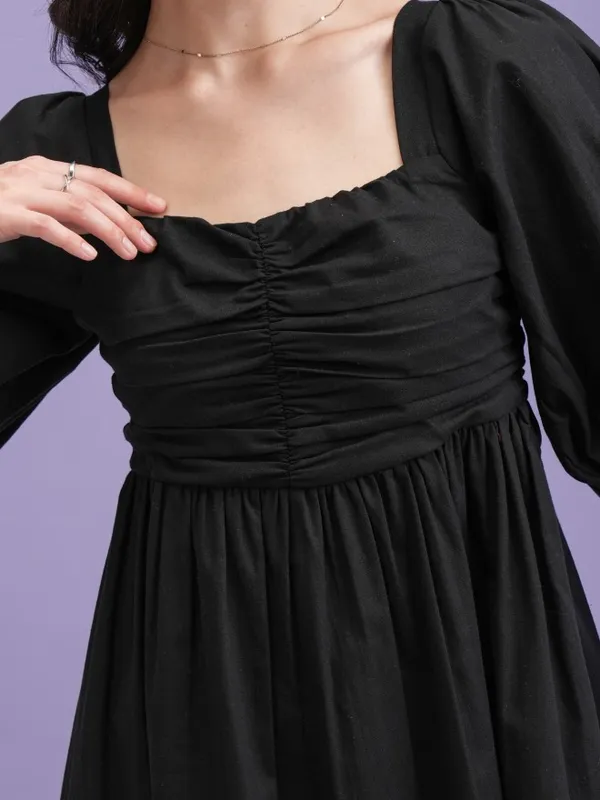 Solid Fit and Flare Dress