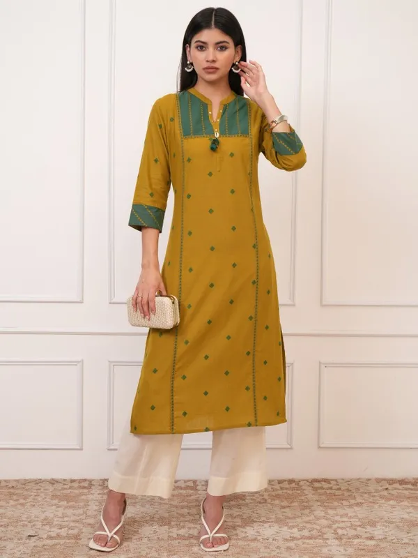  Vishudh Women Mustard Printed Straight Kurtas