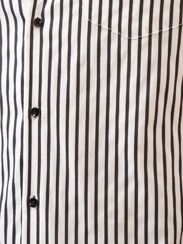  Locomotive Men White Striped Slim Fit Casual Shirts