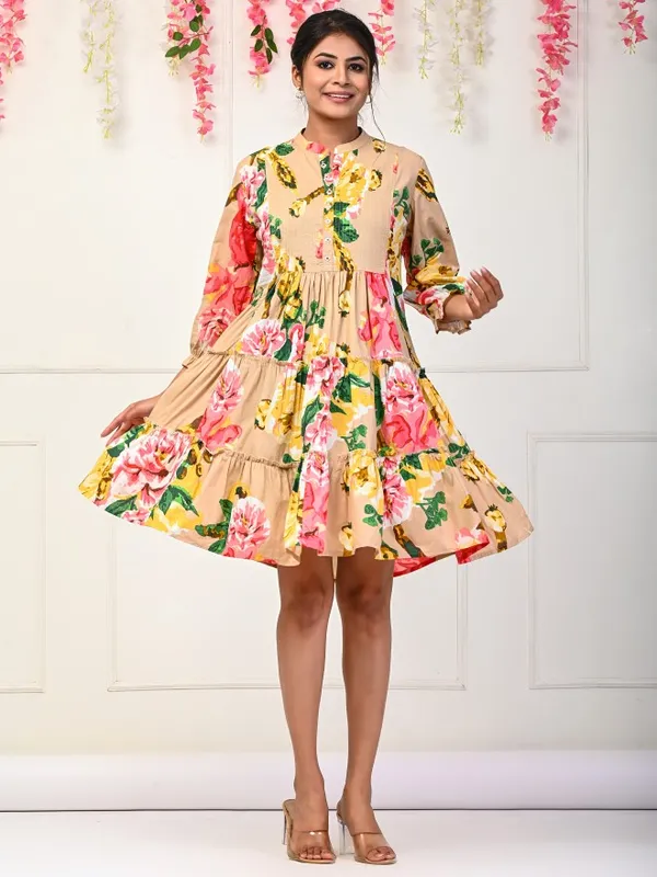  Vishudh Women Nude Printed Fit And Flare Dresses