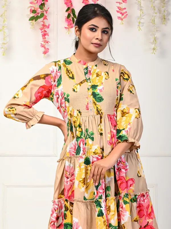  Vishudh Women Nude Printed Fit And Flare Dresses