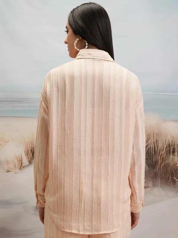 Tokyo Talkies Women Beige Shirt With Shorts Co-Ords