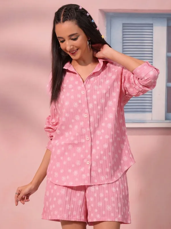 Tokyo Talkies Women Pink Top With Trouser Co-Ords