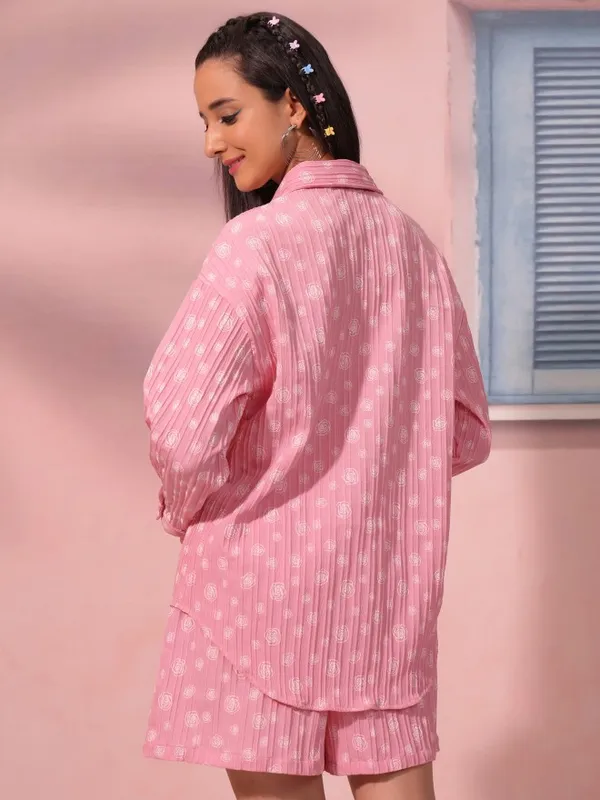 Tokyo Talkies Women Pink Top With Trouser Co-Ords