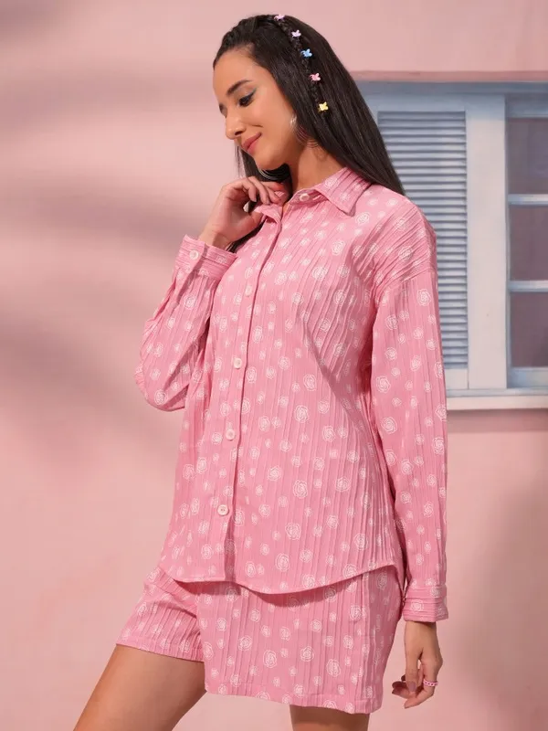 Tokyo Talkies Women Pink Top With Trouser Co-Ords