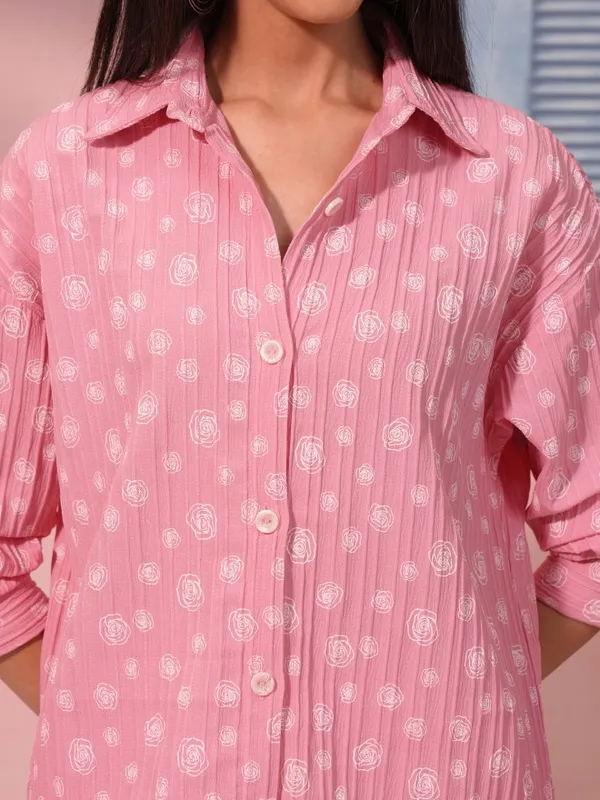 Tokyo Talkies Women Pink Top With Trouser Co-Ords