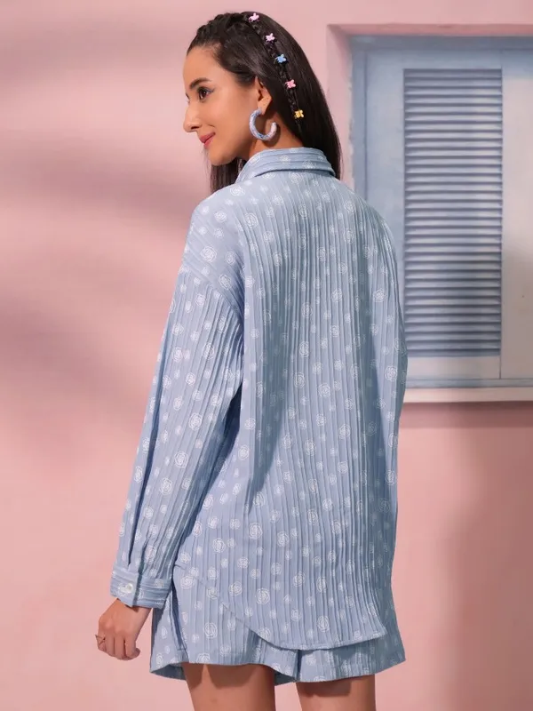 Tokyo Talkies Women Blue Top With Trouser Co-Ords