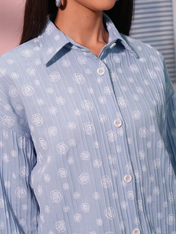 Tokyo Talkies Women Blue Top With Trouser Co-Ords