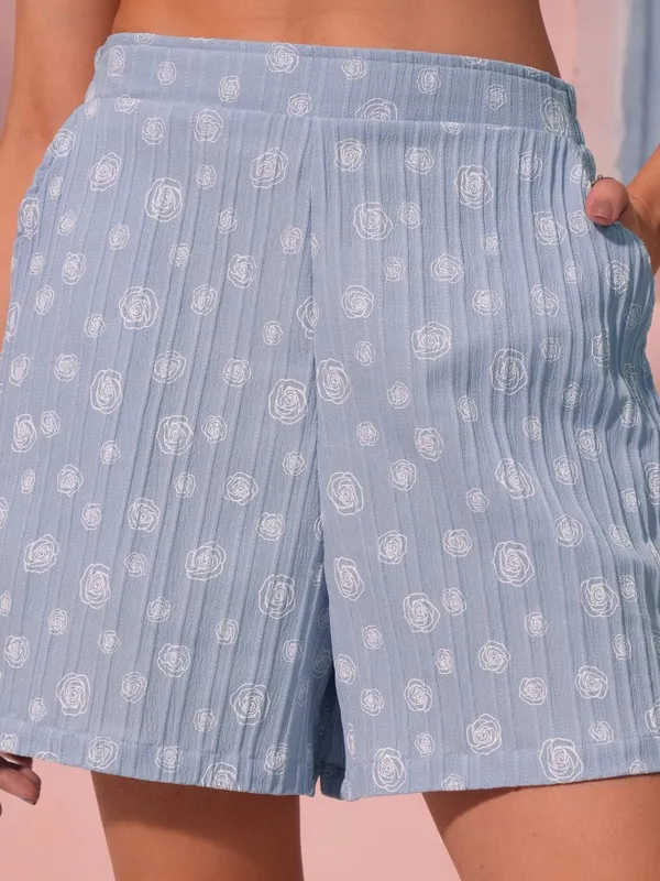 Tokyo Talkies Women Blue Top With Trouser Co-Ords