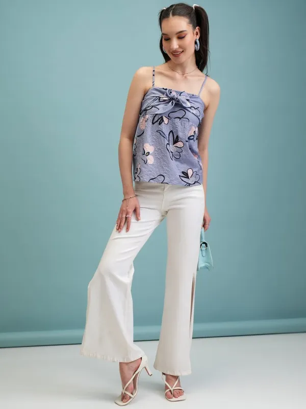  Tokyo Talkies Women Blue Printed Regular Tops