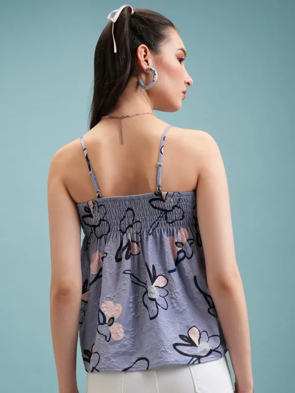  Tokyo Talkies Women Blue Printed Regular Tops