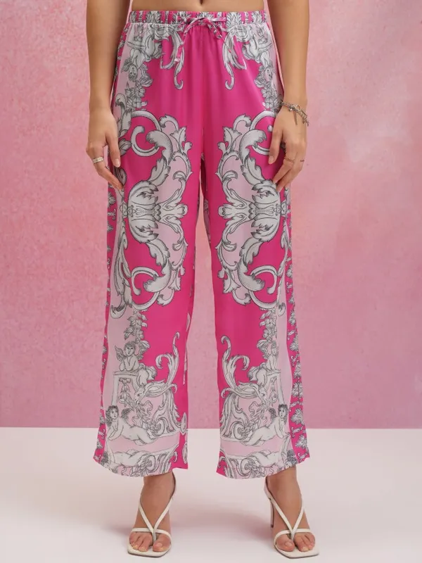 Tokyo Talkies Women Pink Shirt With Trouser Co-Ords