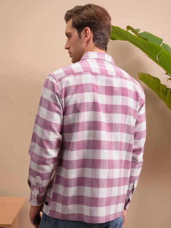  Locomotive Men Pink Checked Oversized Fit Casual Shirts