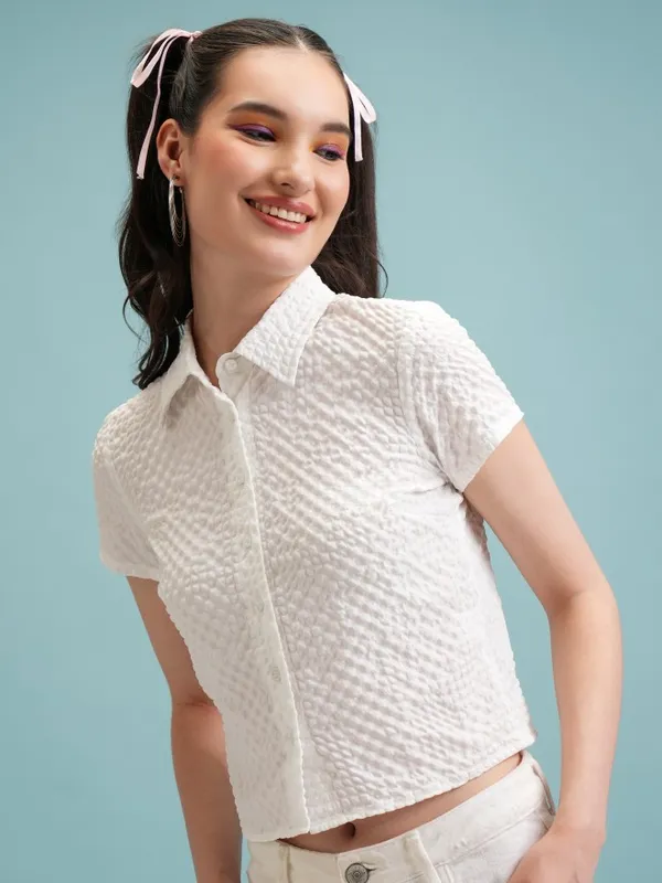 Self Design Shirt Style Top