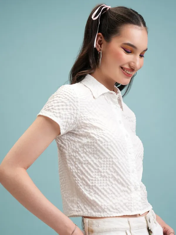 Self Design Shirt Style Top