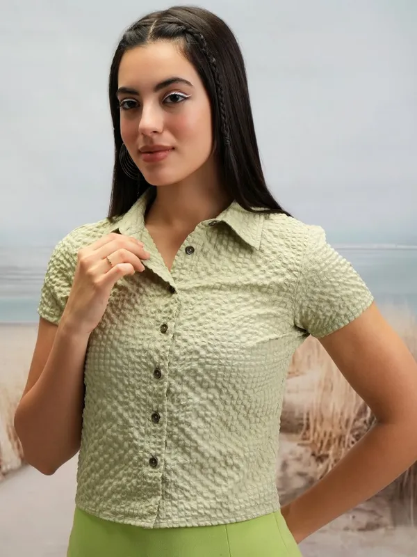 Self Design Shirt Style Top