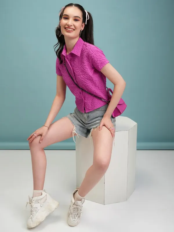 Self Design Shirt Style Top