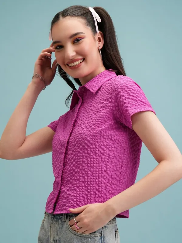 Self Design Shirt Style Top