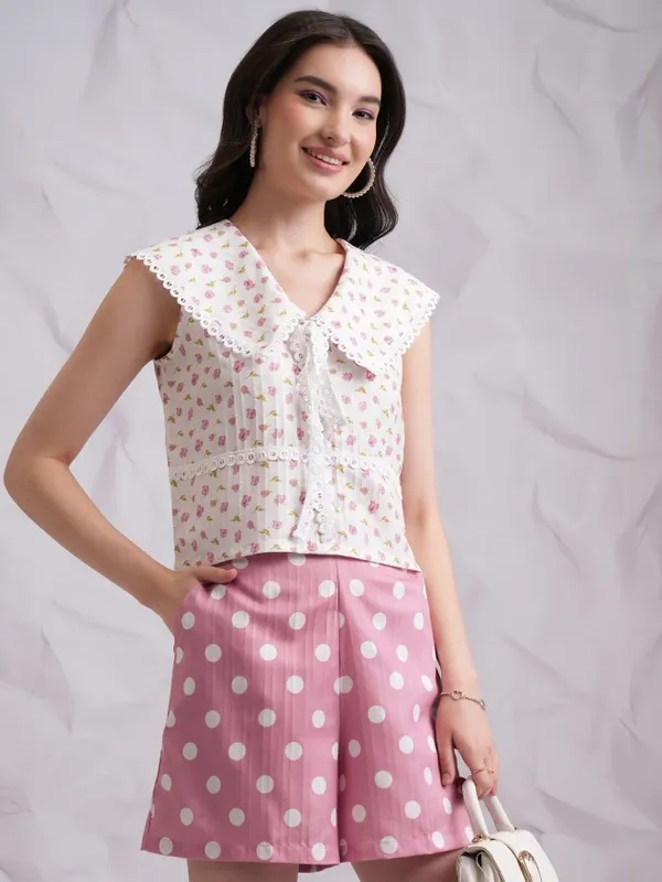 Tokyo Talkies Women Pink Top With Trouser Co-Ords