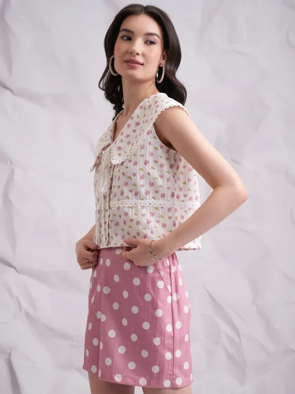 Tokyo Talkies Women Pink Top With Trouser Co-Ords