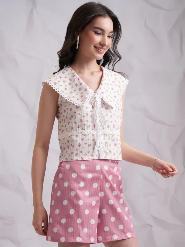 Tokyo Talkies Women Pink Top With Trouser Co-Ords