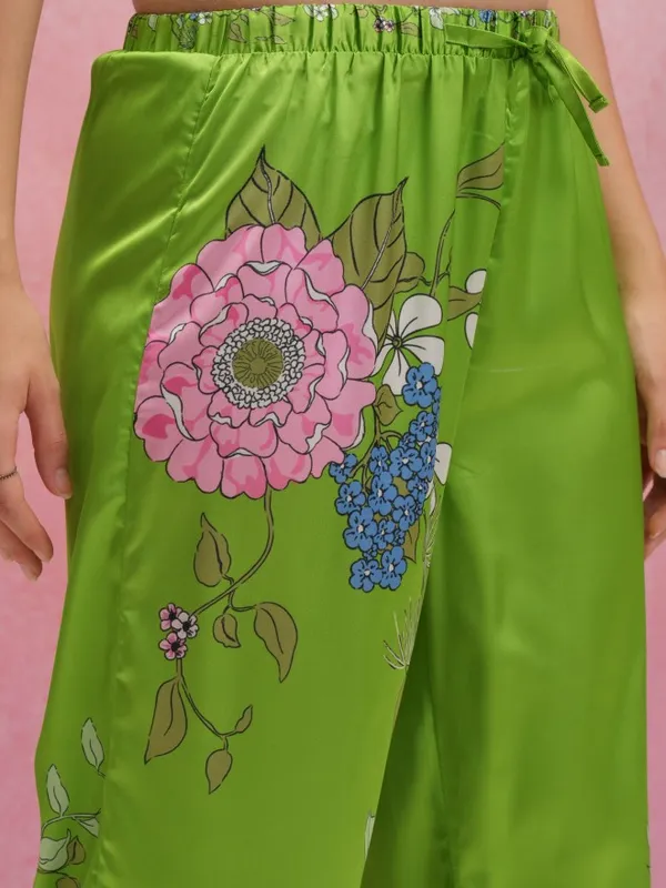 Tokyo Talkies Women Green Shirt With Trouser Co-Ords