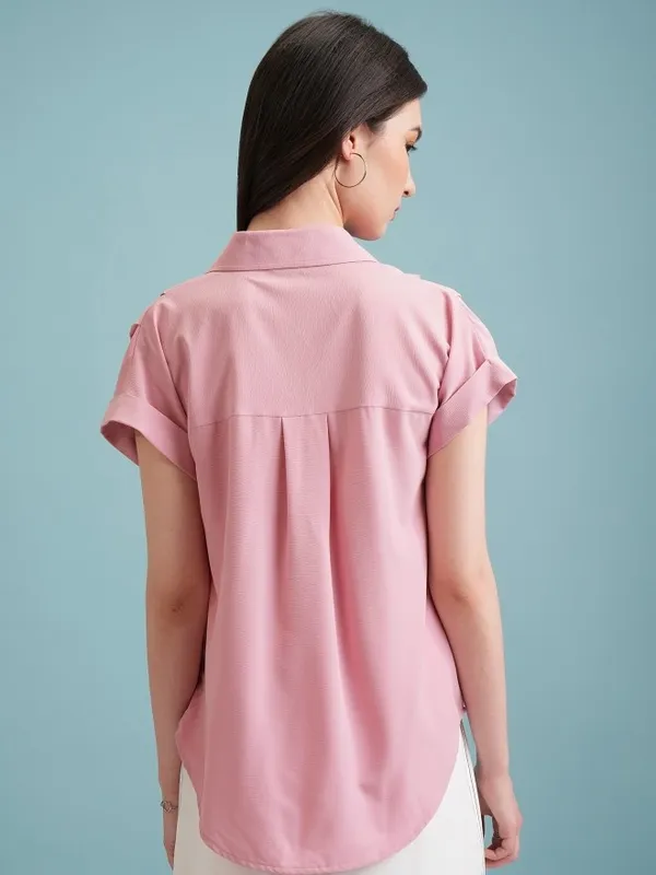  Tokyo Talkies Women Pink Self Design Casual Shirts