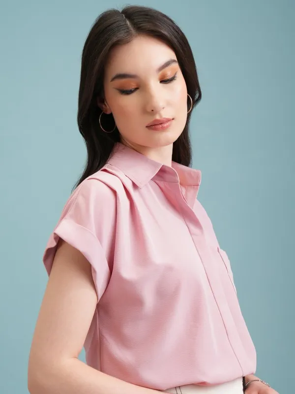  Tokyo Talkies Women Pink Self Design Casual Shirts