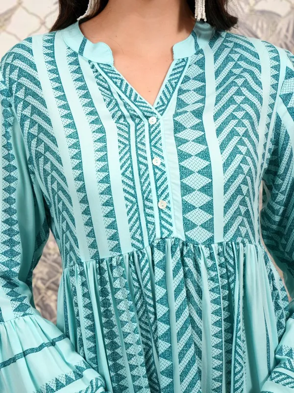  Vishudh Women Green Printed Fit and Flare Dresses