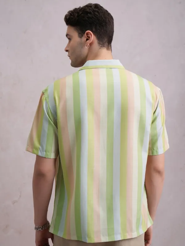 Highlander Men Multi Striped Oversized Fit Casual Shirts