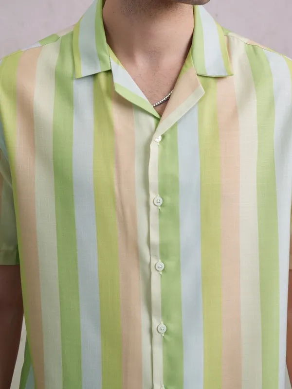 Highlander Men Multi Striped Oversized Fit Casual Shirts