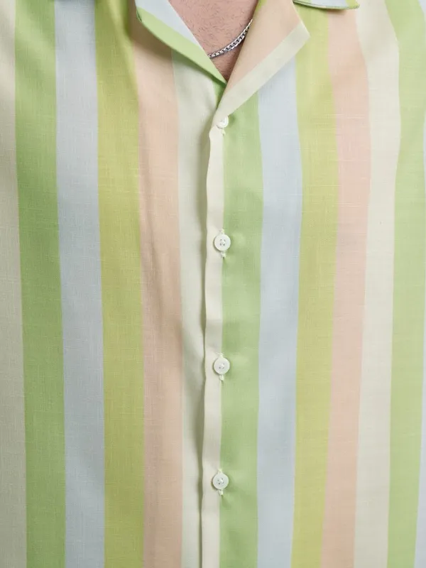 Highlander Men Multi Striped Oversized Fit Casual Shirts
