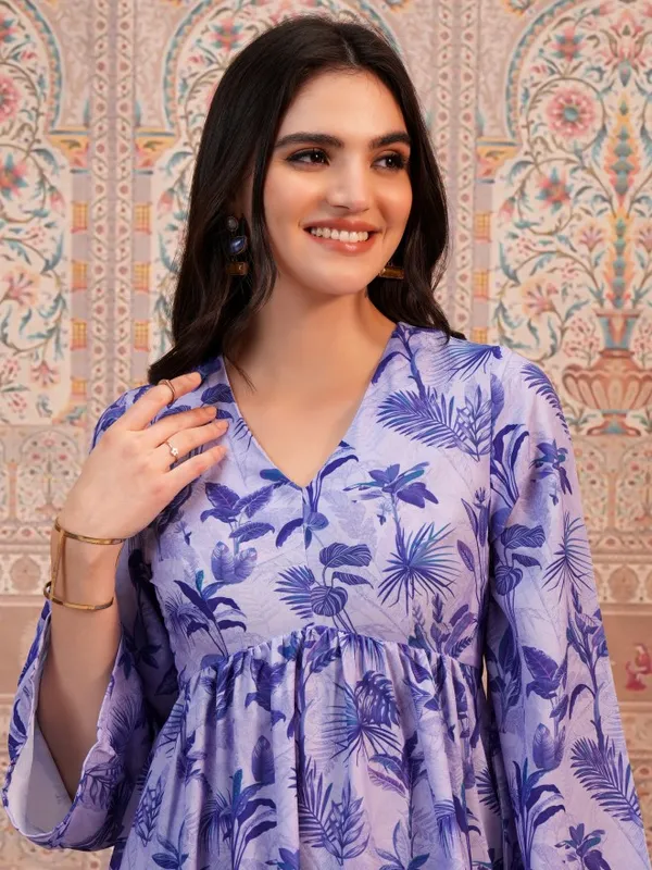  Vishudh Women Lavender Printed A-Line Kurtas