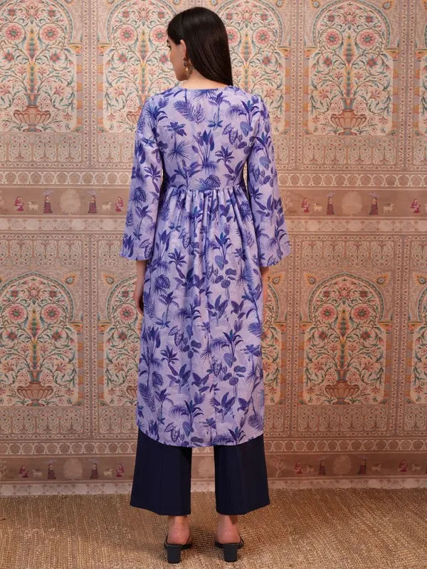  Vishudh Women Lavender Printed A-Line Kurtas