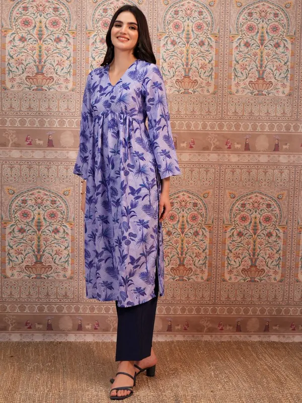  Vishudh Women Lavender Printed A-Line Kurtas