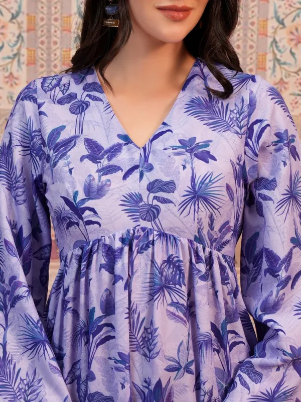  Vishudh Women Lavender Printed A-Line Kurtas