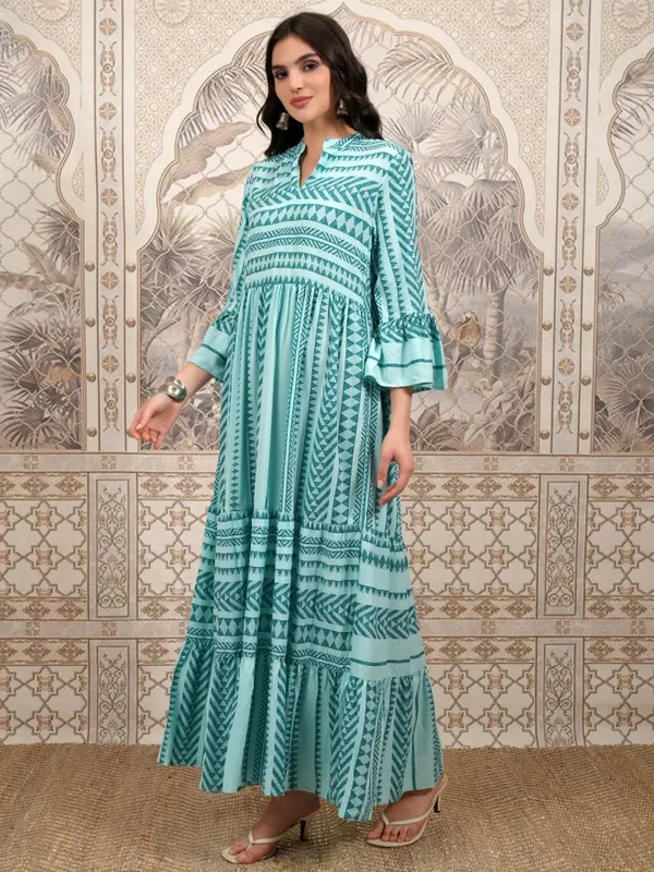Vishudh Women Green Printed Maxi Dress