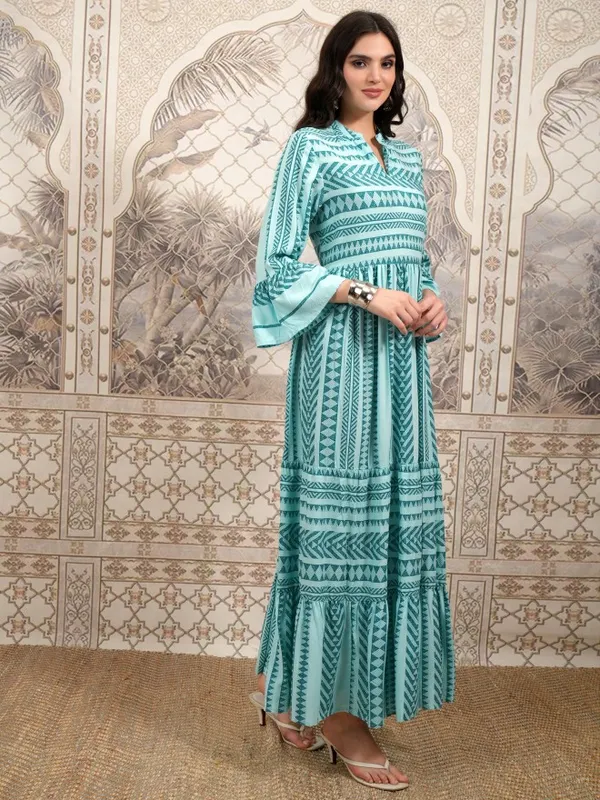 Vishudh Women Green Printed Maxi Dress