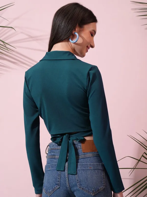  Tokyo Talkies Women Teal Solid Wrap Tops