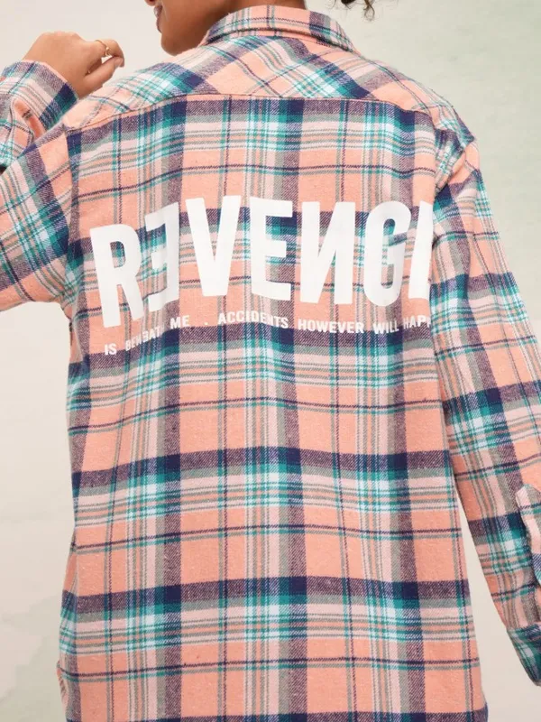 Tokyo Talkies Women Peach Checked Oversized Fit Casual Shirt