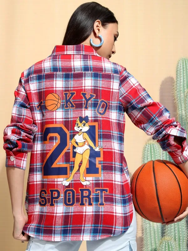 Tokyo Talkies Women Red Solid Regular Fit Casual Shirt