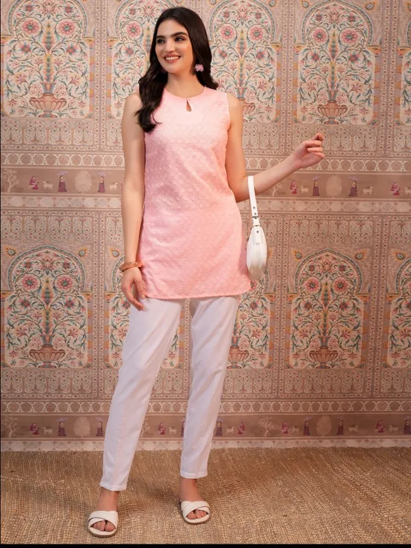  Vishudh Women Pink Embroidered Tunics