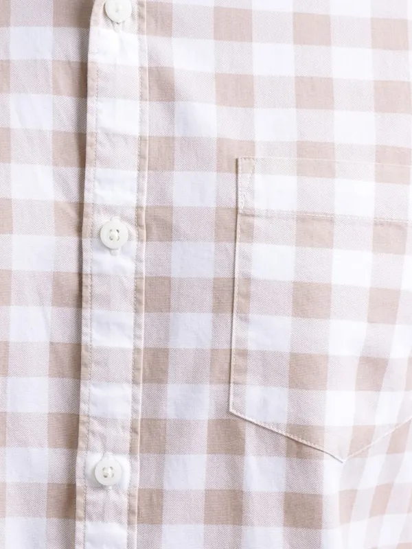  Highlander Men Beige Checked Slim Fit Casual Shirts