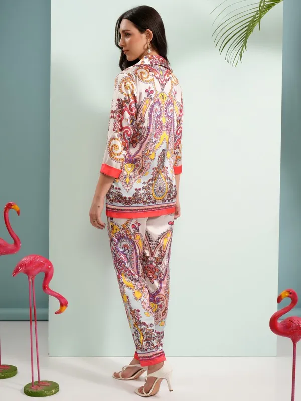 Tokyo Talkies Women Off White Coat With Trouser Co-Ords