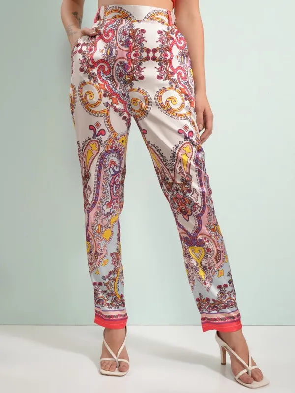 Tokyo Talkies Women Off White Coat With Trouser Co-Ords