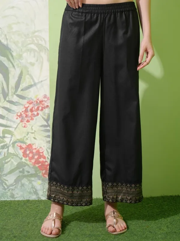 Vishudh Women Black Printed Kurta With Palazzos & Dupatta