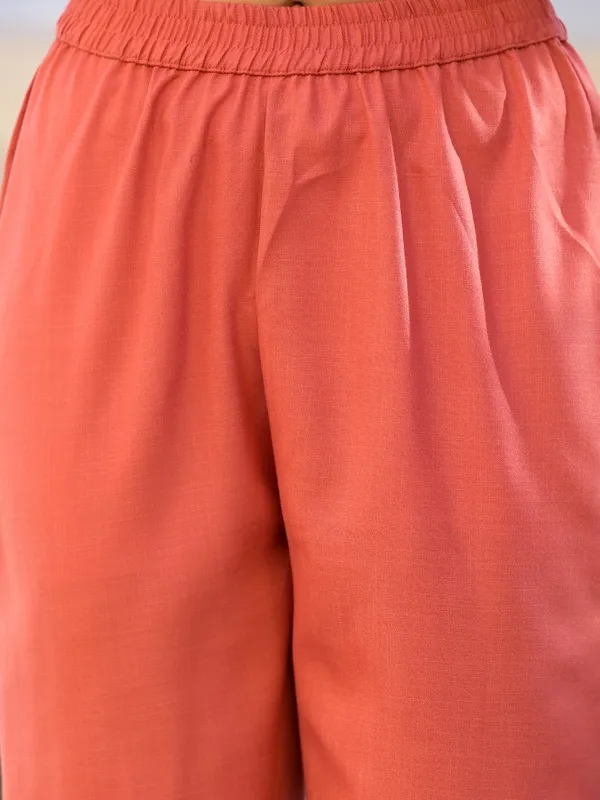  Vishudh Women Coral Solid Kurta Sets